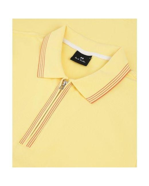 Paul Smith Yellow Zip Neck Polo Shirt for men
