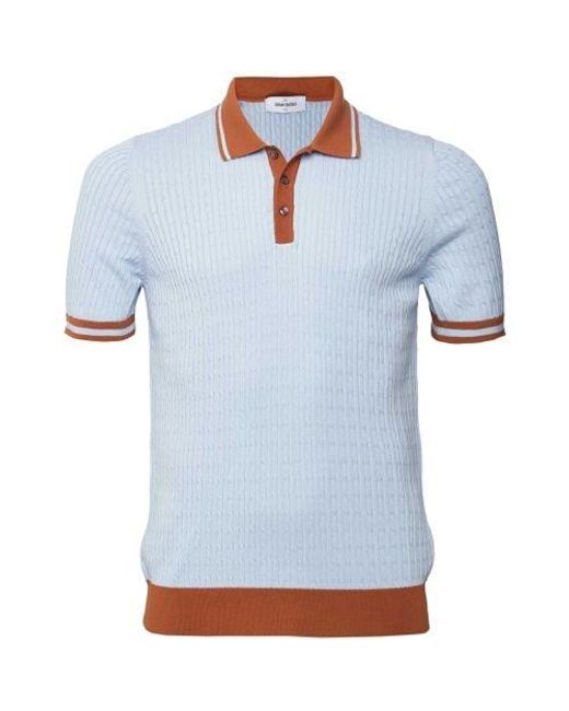 Gran Sasso Blue Textured Knit Tennis Polo Shirt for men