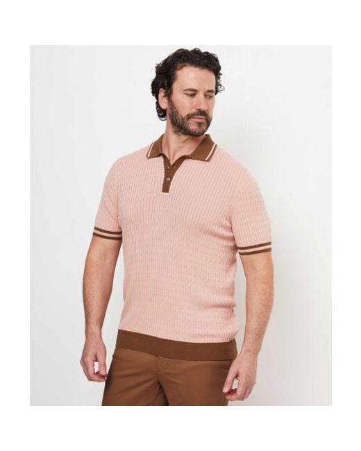 Gran Sasso Pink Textured Knit Tennis Polo Shirt for men