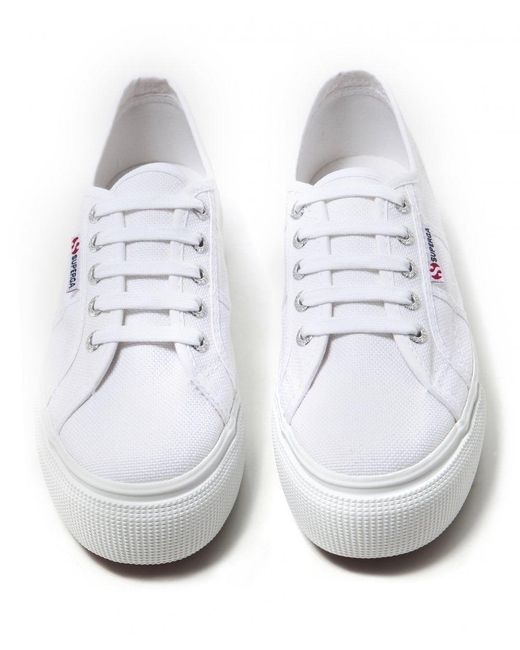 superga 2790 linea flatform chunky trainers in white