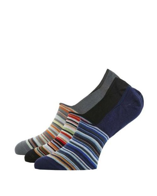 Paul Smith Blue Signature Stripe Loafer Socks 3 Pack for men