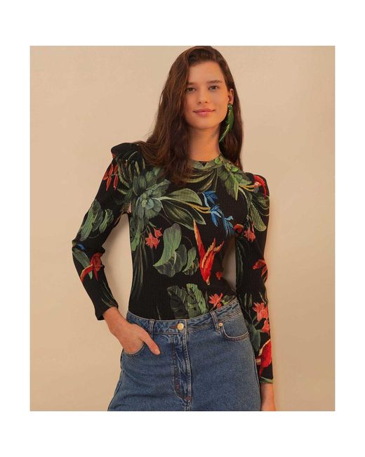 Farm Rio Green Midnight Macaw Fiesta Bodysuit