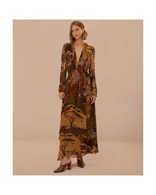 Farm Rio Brown Savana Dream Maxi Dress