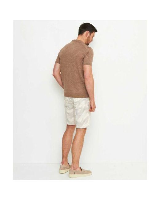 Sseinse White Cotton Striped Shorts for men