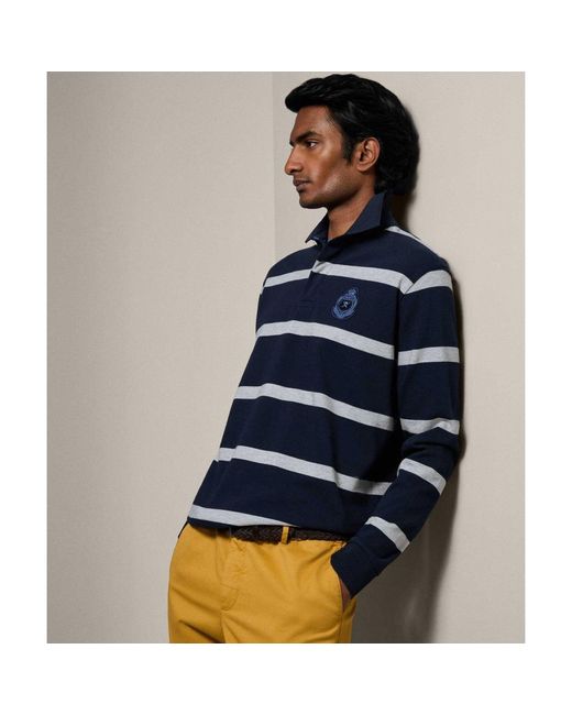 Hackett Blue Heritage Striped Rugby Shirt for men