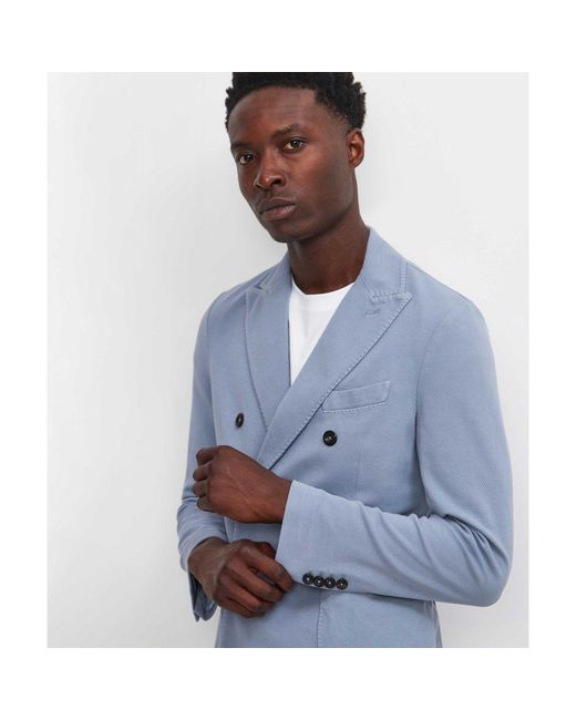 Circolo 1901 Blue Slim Fit Db Oxford Blazer for men