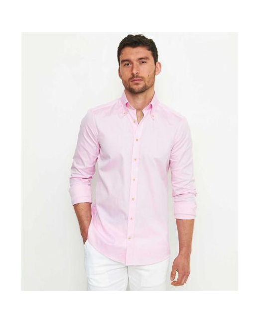 Stenstroms Pink Slimline Oxford Shirt for men