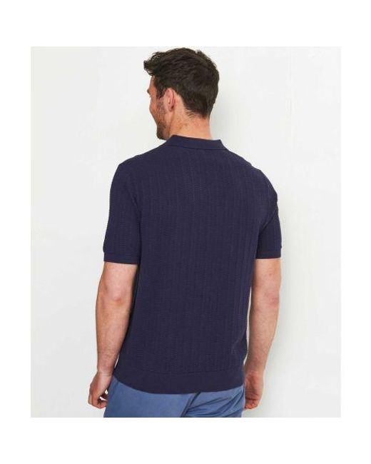 Stenstroms Blue Knitted Linen Polo Shirt for men