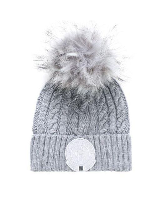 Holland Cooper Gray Cable Bobble Hat