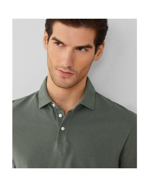 Hackett Green Classic Fit Pique Polo Shirt for men