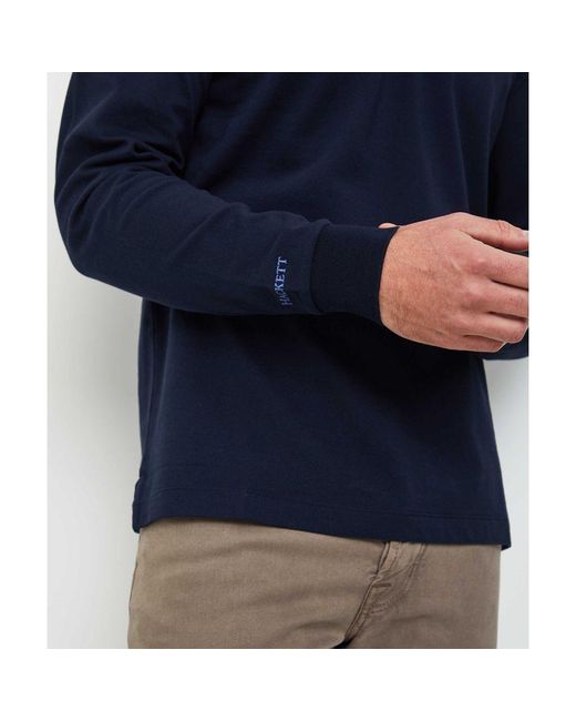 Hackett Blue Long Sleeve Heritage Polo Shirt for men