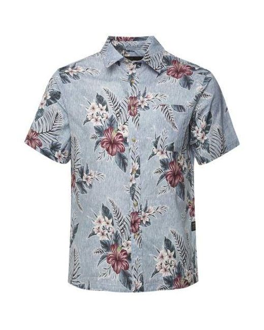 Replay Blue Short Sleeve Floral Shirt for men