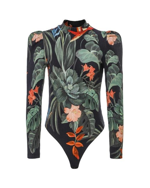 Farm Rio Green Midnight Macaw Fiesta Bodysuit