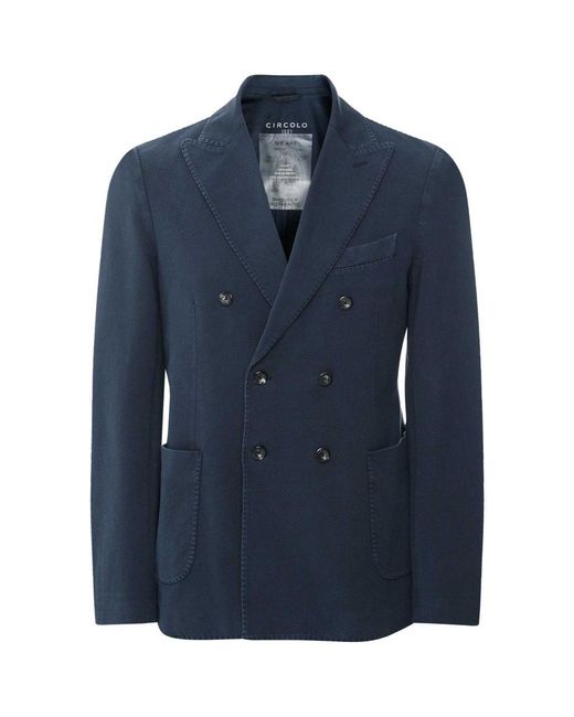 Circolo 1901 Blue Slim Fit Db Oxford Blazer for men