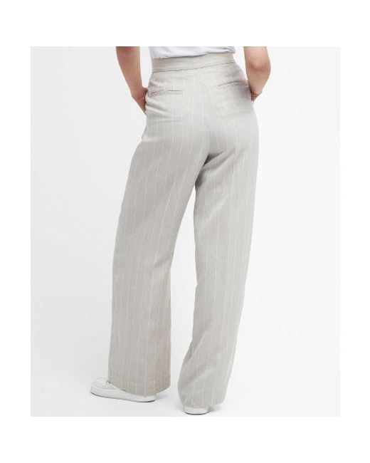 Barbour White Celeste Striped Straight-leg Trousers