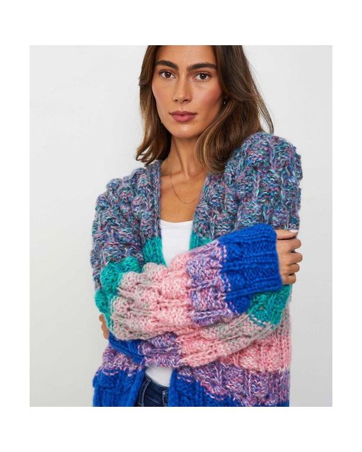 DAWNxDARE Blue Mohair Arena Rainbow Cardigan