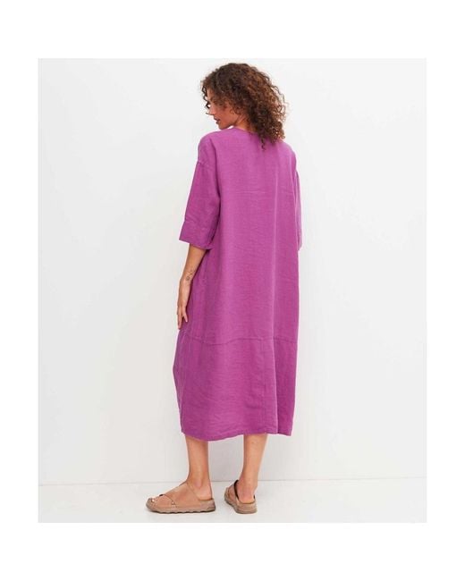 Oska Purple Linen 513/3091 Midi Dress