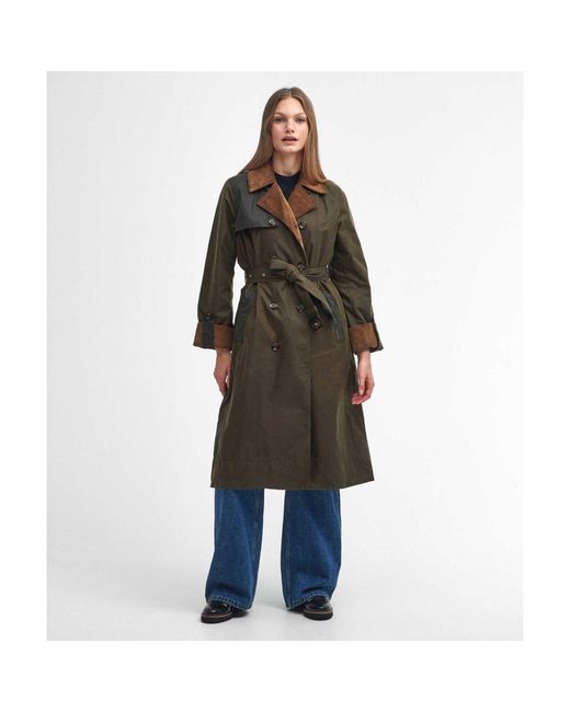 Barbour Green Brackley Waxed Trench Coat