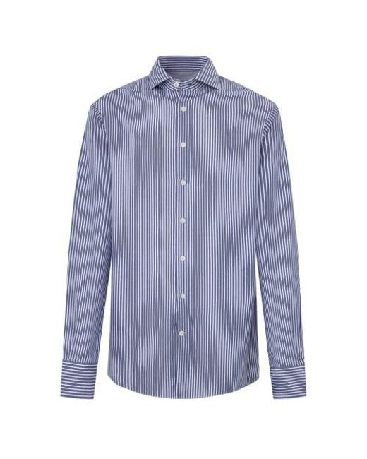 Hackett Blue Classic Fit Striped Shirt for men