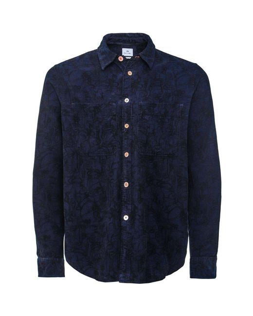 Paul Smith Blue Casual Fit Corduroy Print Shirt for men