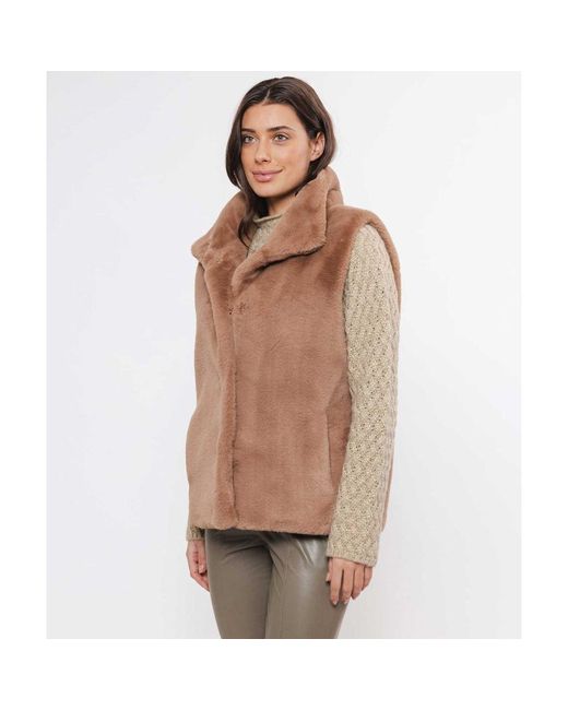 Rino & Pelle Brown Lison Short Faux-fur Waistcoat