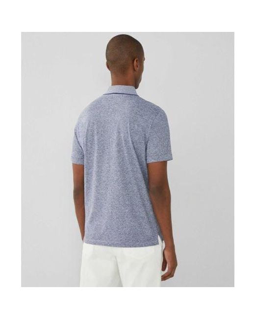 Hackett Blue Cotton Linen Fil-à-fil Polo Shirt for men