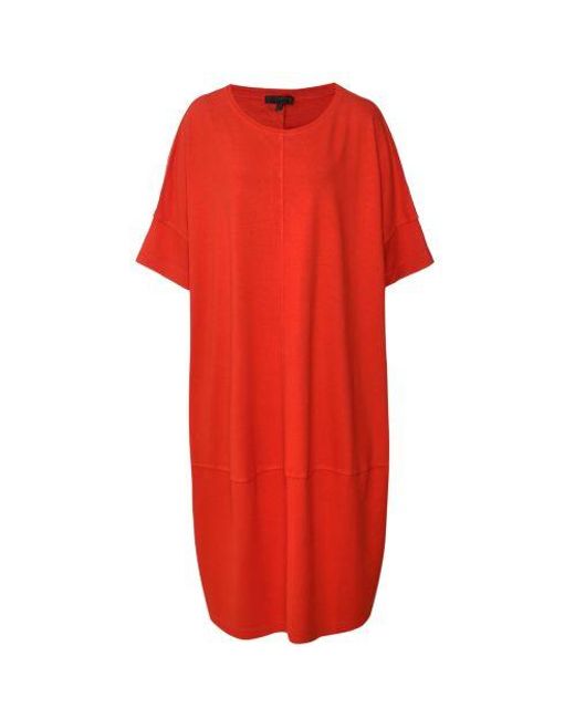 Oska Red Cotton Linen Chromea Dress