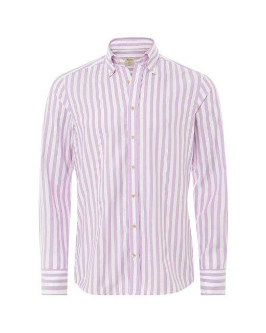Stenstroms Purple Slimline Striped Shirt for men