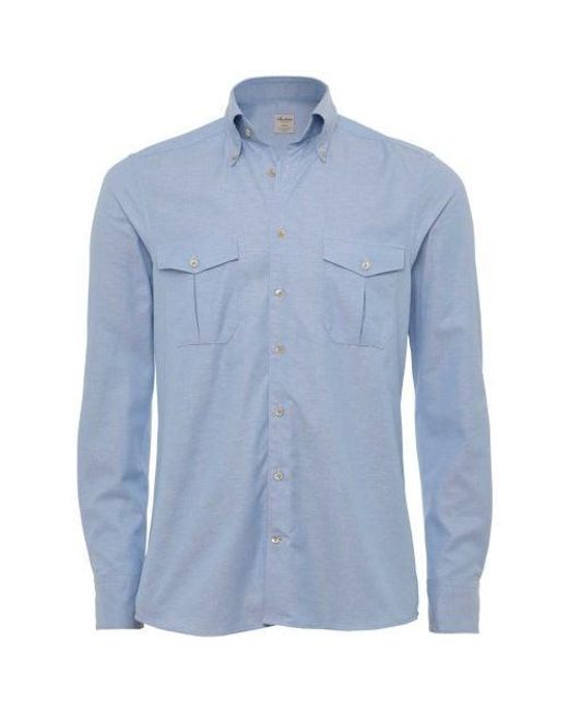 Stenstroms Blue Military Pocket Shirt for men