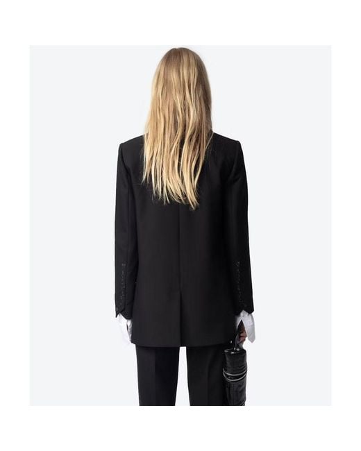 Zadig & Voltaire Black Viva Tailored Rhinestone Blazer