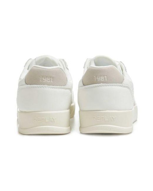 Replay White Leather Oyzone Trainers for men