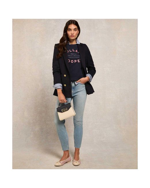 Holland Cooper Blue Varsity Crew Sweatshirt