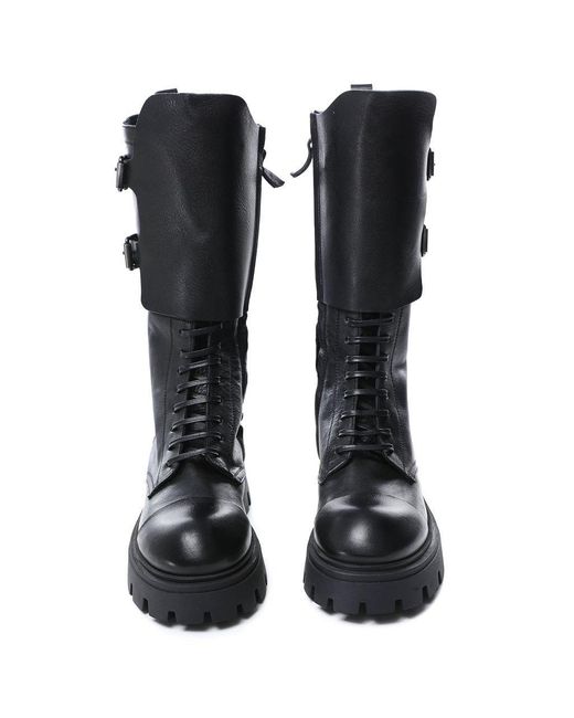 Ernesto Dolani Black Leather Combat Boots