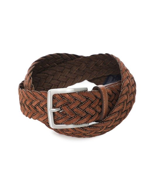 Hackett Brown Suede Braided Belt for men