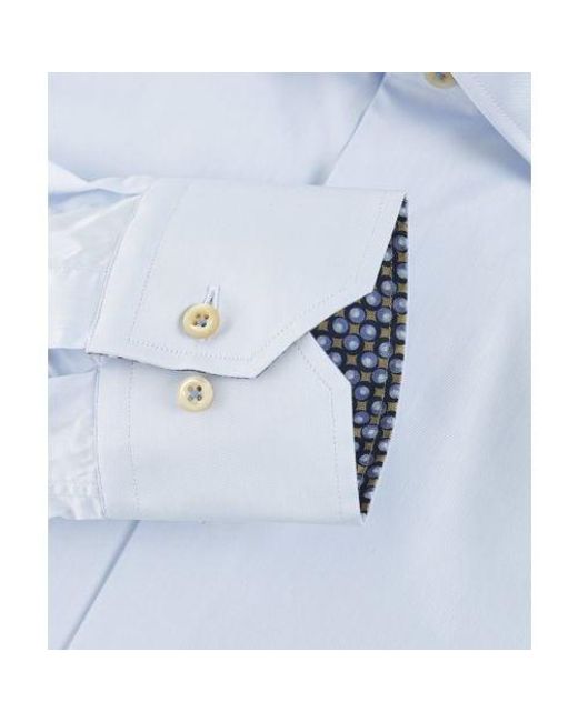 Stenstroms Blue Slimline Print Trim Shirt for men