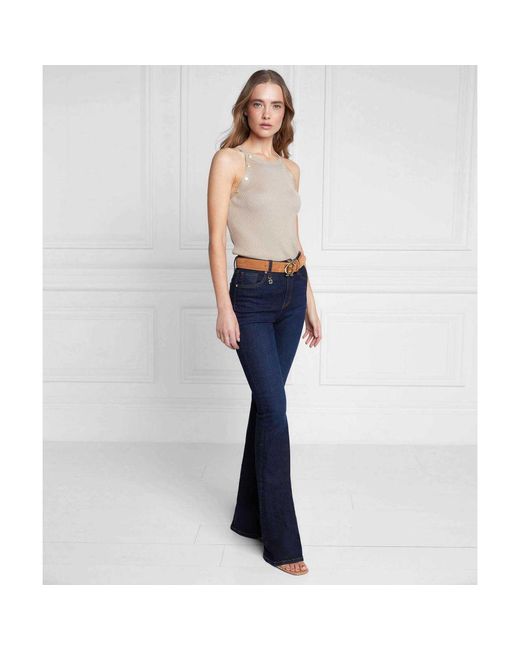 Holland Cooper Blue High Rise Flared Jeans