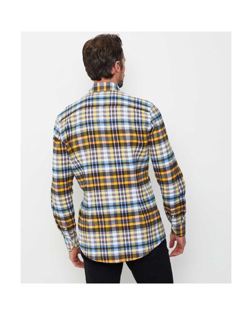 Stenstroms Blue Slimline Check Flannel Shirt for men