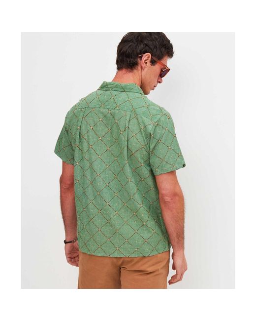 Burrows and Hare Green Embroidered Kantha Shirt for men