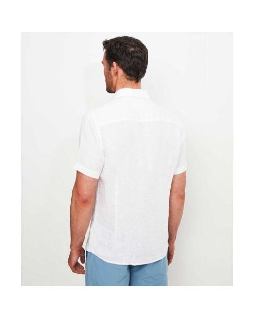Sseinse White Linen Short Sleeve Shirt for men