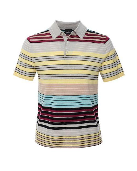 Paul Smith Green Merino Striped Polo Shirt for men