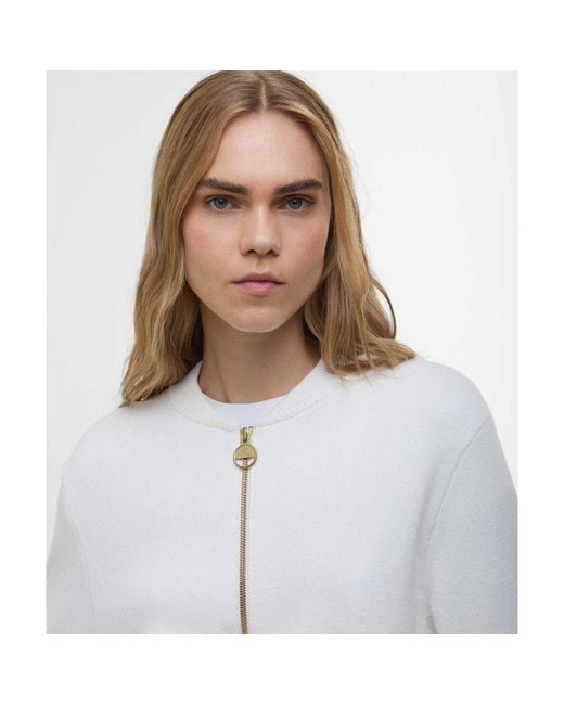 Barbour White Knitted Priya Bomber Jacket