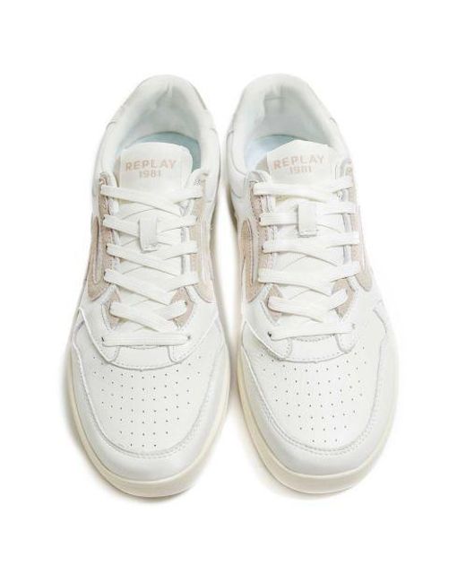 Replay White Leather Oyzone Trainers for men
