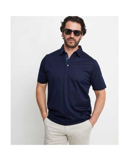 Gran Sasso Blue Contrast Trim Pique Polo Shirt for men