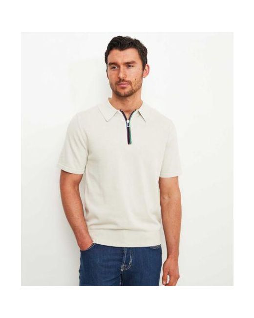 Paul Smith Gray Knitted Zip Polo Shirt for men
