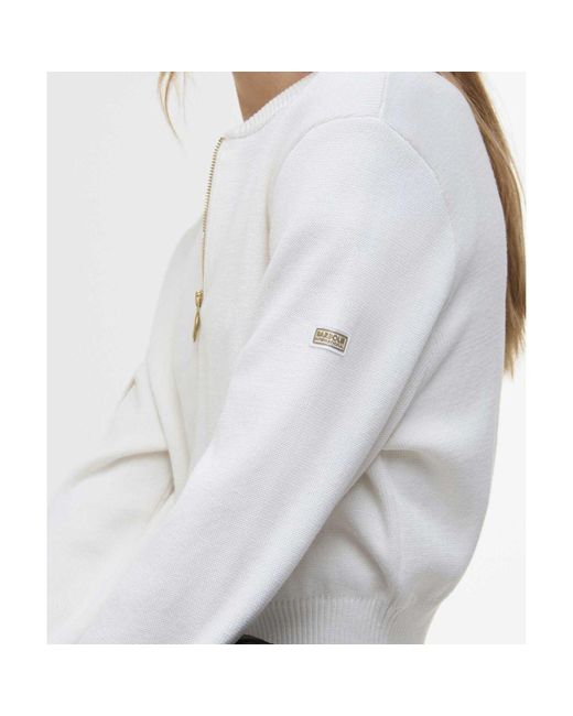 Barbour White Knitted Priya Bomber Jacket
