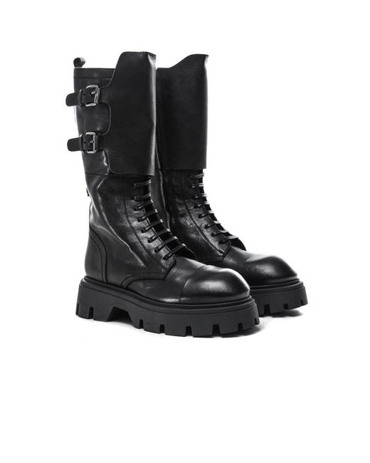 Ernesto Dolani Black Leather Combat Boots