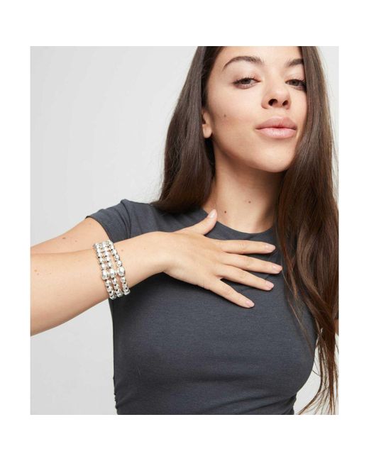 Uno De 50 Black Three Strand Beaded Leather Bracelet