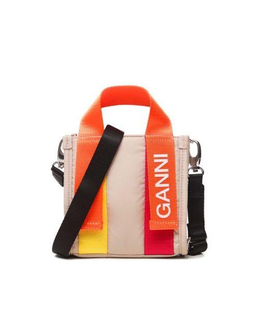 Ganni Orange Mini Tech Tote Bag