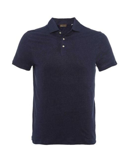 Stenstroms Blue Linen Polo Shirt for men