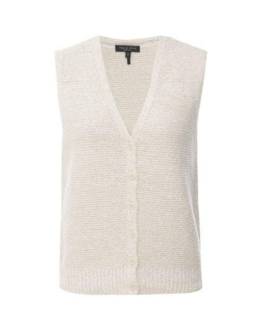 Rag & Bone White Jackie Cotton Linen Sweater Vest